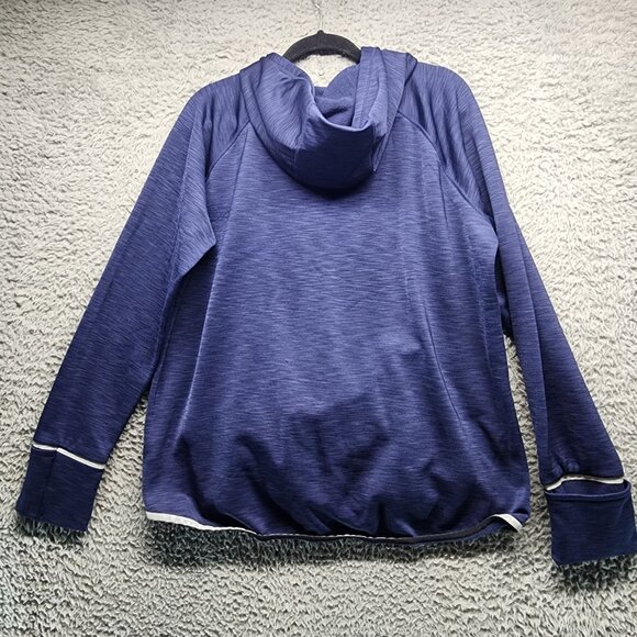 Gap Fit Shirt Womens XL Indigo Blue Orbit Fleece Pullover Hoodie Zip Pockets - Picture 9 of 11